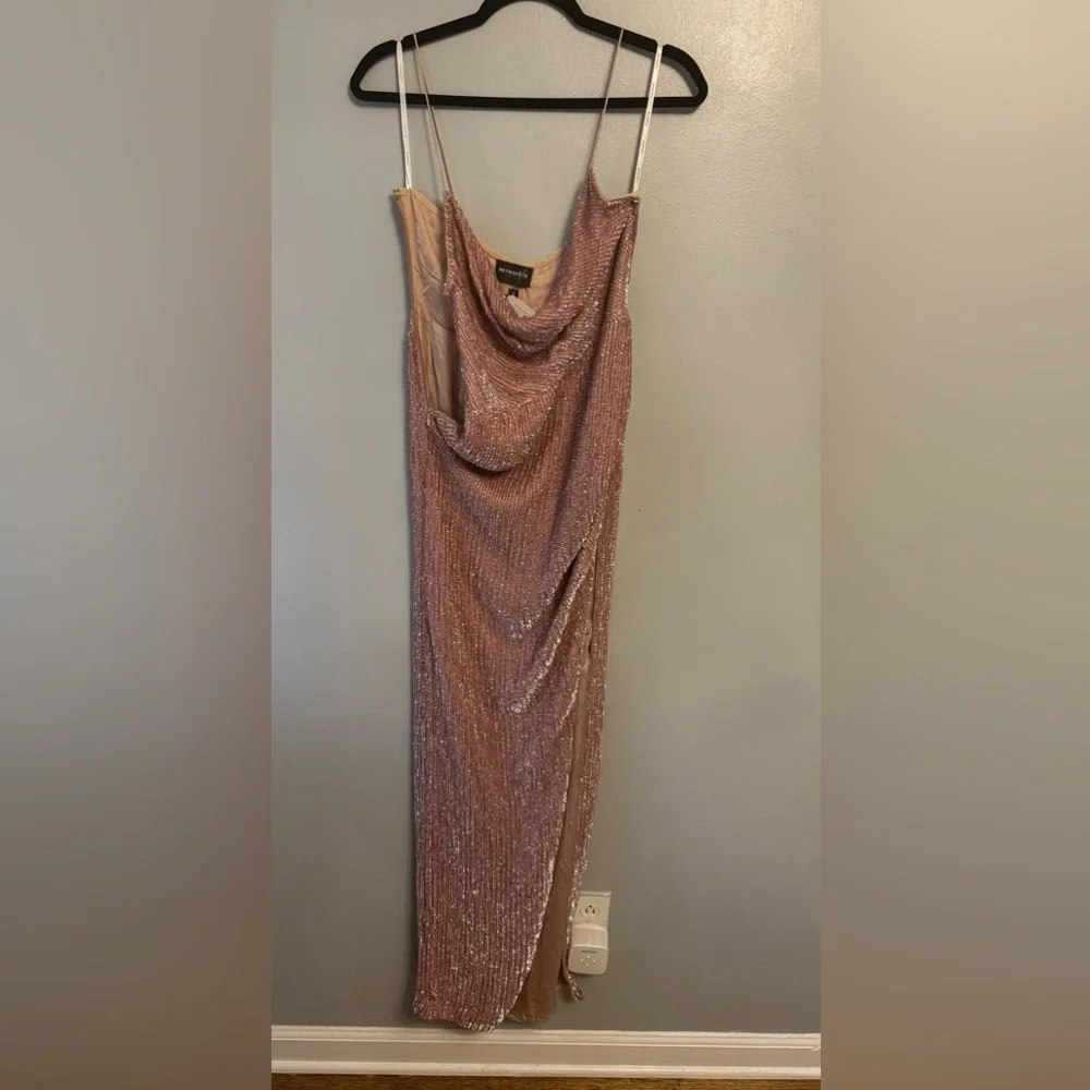 Retrofete Pink Maxi full sequined Dress small w/ leg slit NWOT (NYE) - Picture 8 of 8